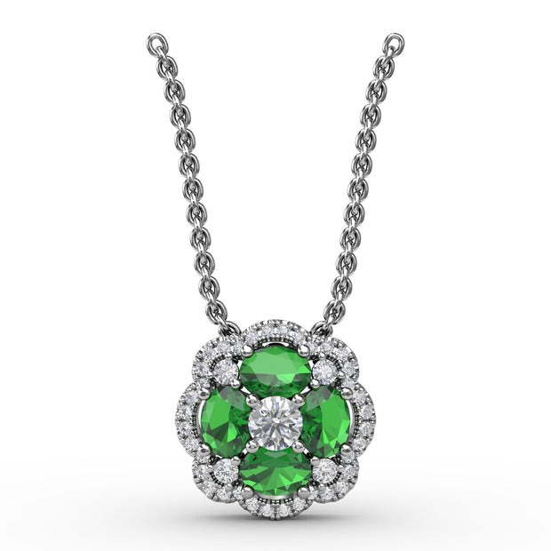 Love in Bloom Emerald and Diamond Pendant