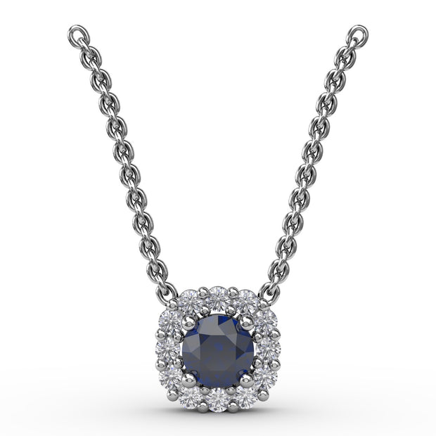 Classic Round Sapphire and Diamond Pendant