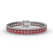 Double Oval Ruby and Diamond Bracelet