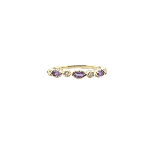 Amethyst and Diamond Stacking Ring