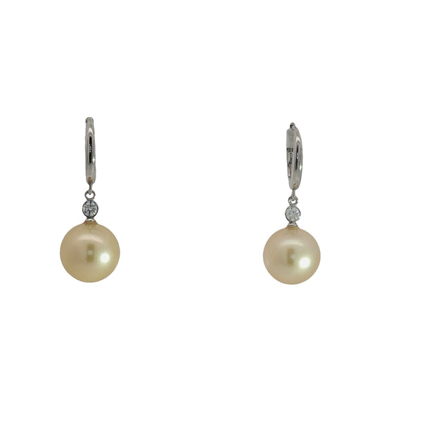Golden South Sea & Diamond Pearl Earrings