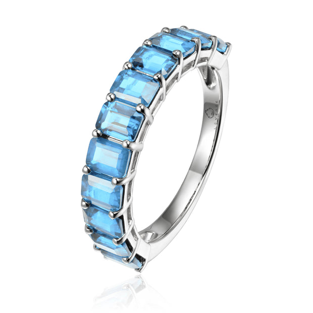 Blue Topaz Emerald Cut Band