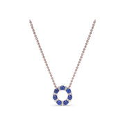 Shared Prong Sapphire and Diamond Circle Necklace