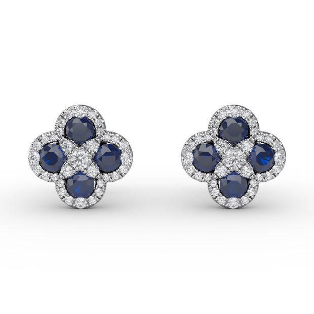 Endless Bliss Sapphire and Diamond Cluster Studs