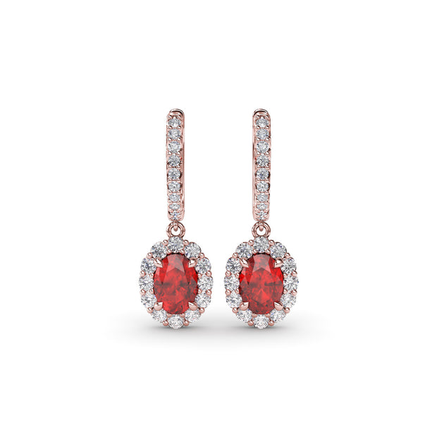 Dazzling Ruby and Diamond Drop Earrings