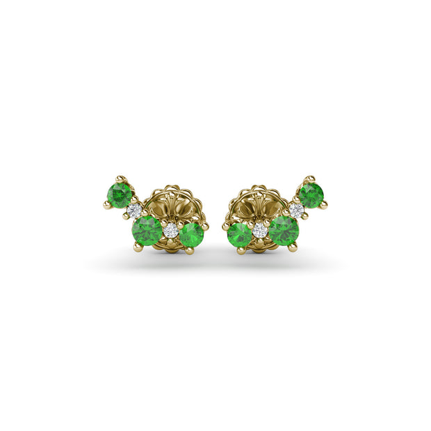 Five Stone Emerald and Diamond Climber Earrings