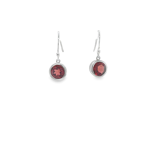 Sterling Silver Garnet Drop Earrings