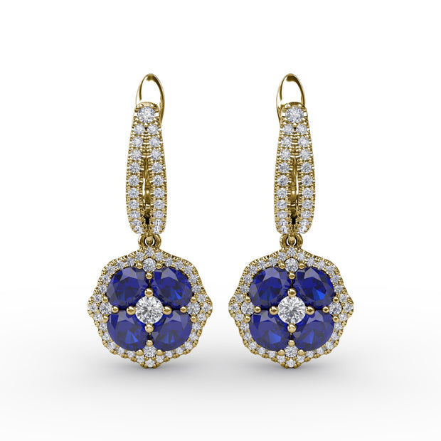 Steal The Spotlight Sapphire and Diamond Cluster Drop Earrings