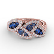 Glam Galore Sapphire and Diamond Leaf Ring