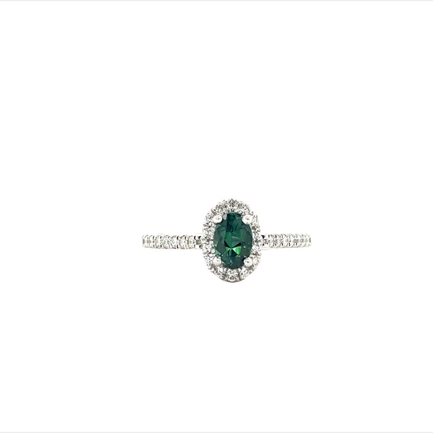 Tourmaline and Diamond Halo Ring