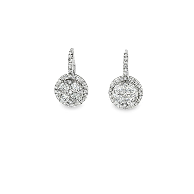 1.50ctw Diamond Cluster Leverback Earrings