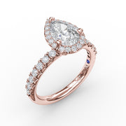 Classic Diamond Halo Engagement Ring with a Gorgeous Side Profile