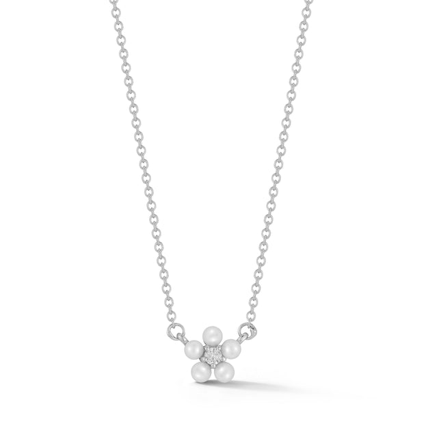Pearl & Diamond Floral Necklace