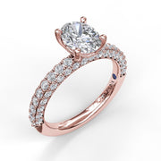 Diamond-Encrusted Engagement Ring with Oval Center Stone