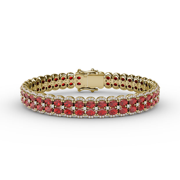 Double Oval Ruby and Diamond Bracelet
