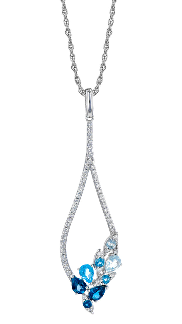 Blue Topaz & Diamond Pendant