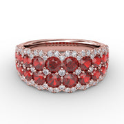 Get Sentimental Ruby and Diamond Double Row Ring