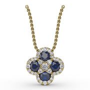 Flower Sapphire and Diamond Pendant