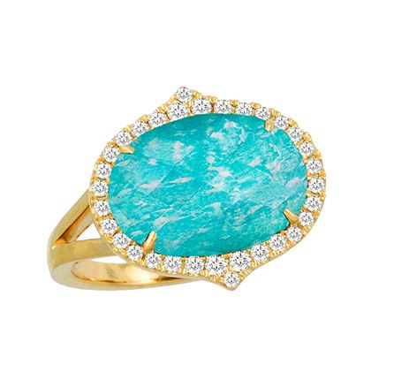 Amazonite and Diamond Ring