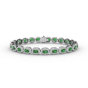Striking Oval Emerald and Diamond Bracelet