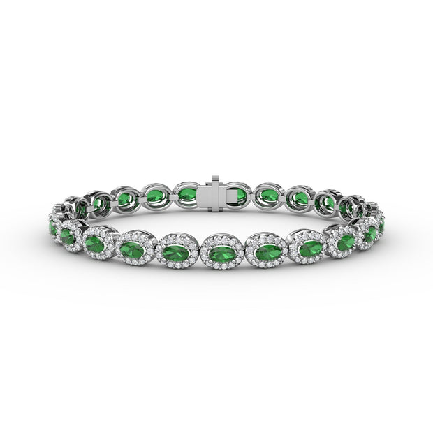 Striking Oval Emerald and Diamond Bracelet