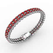 Double Oval Ruby and Diamond Bracelet