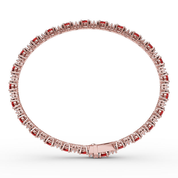 Alternating Ruby and Diamond Bracelet