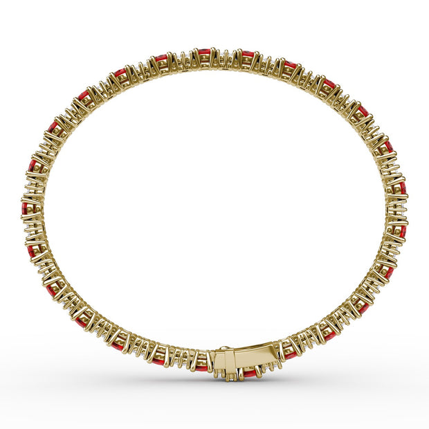 Alternating Ruby and Diamond Bracelet