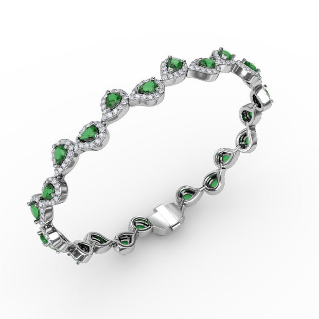 Decorated Emerald and Diamond Bracelet