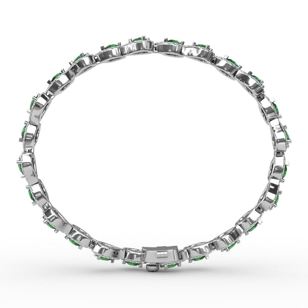 Decorated Emerald and Diamond Bracelet