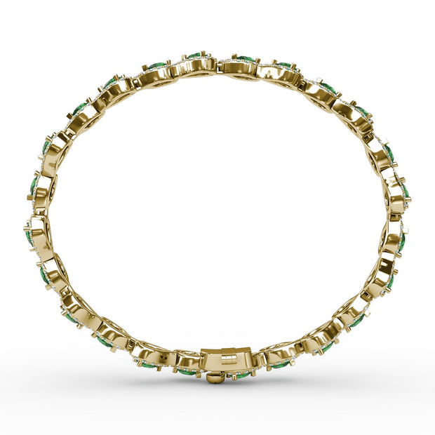 Decorated Emerald and Diamond Bracelet