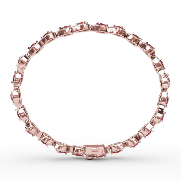 Decorated Ruby and Diamond Bracelet