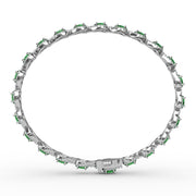 Pear-Shaped Diamond & Emerald Bracelet