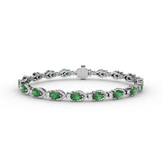 Pear-Shaped Emerald and Diamond Bracelet