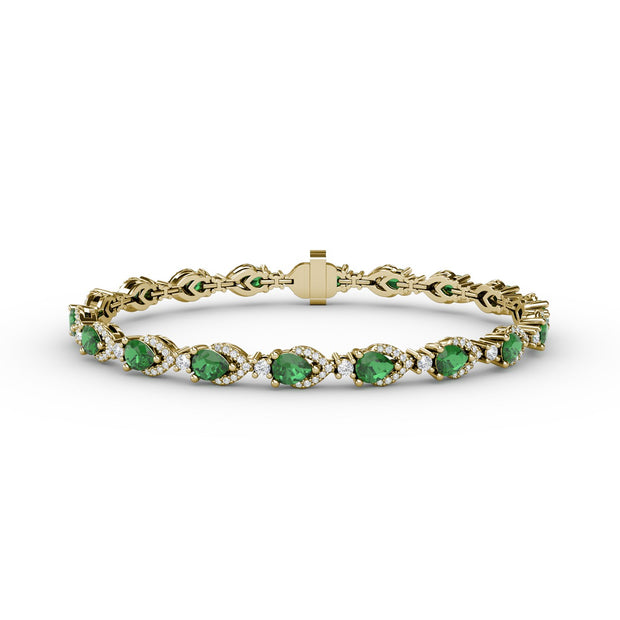 Pear-Shaped Emerald and Diamond Bracelet
