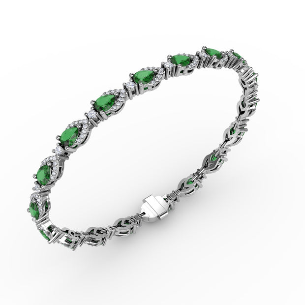 Pear-Shaped Emerald and Diamond Bracelet