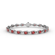 Pear-Shaped Ruby and Diamond Bracelet