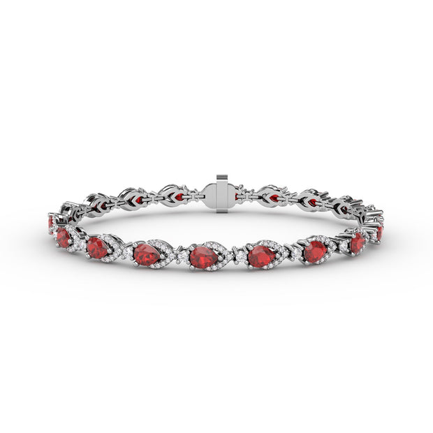 Pear-Shaped Ruby and Diamond Bracelet