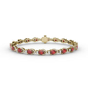 Pear-Shaped Ruby and Diamond Bracelet