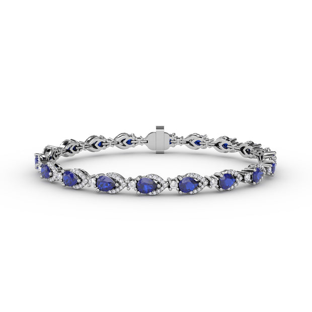 Pear-Shaped Sapphire and Diamond Bracelet