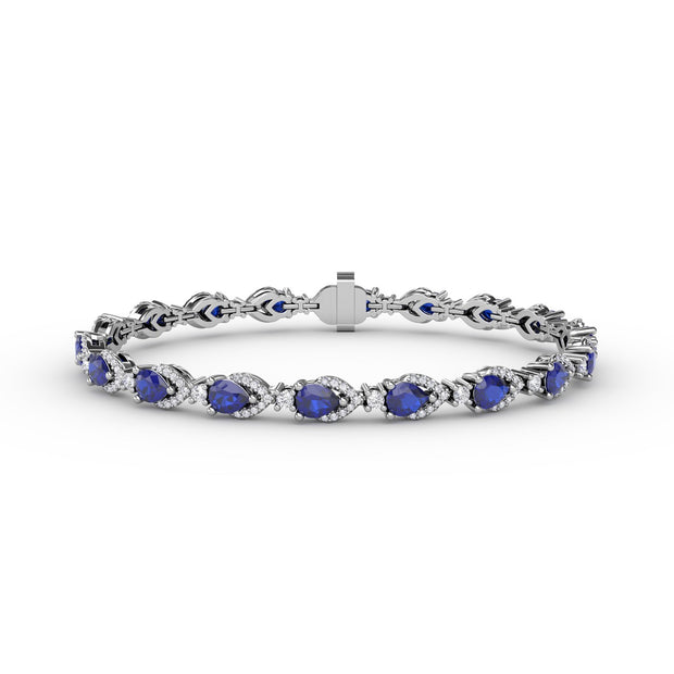 Pear-Shaped Sapphire and Diamond Bracelet