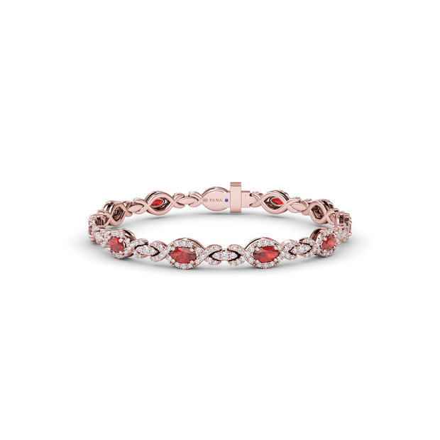 Love Knot Ruby and Diamond Bracelet