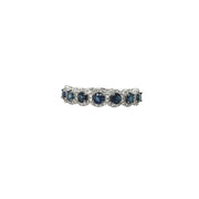 Blue Sapphire and Diamond Halo Stacking Band