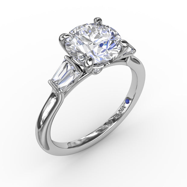 Double Baguette Diamond Engagement Ring