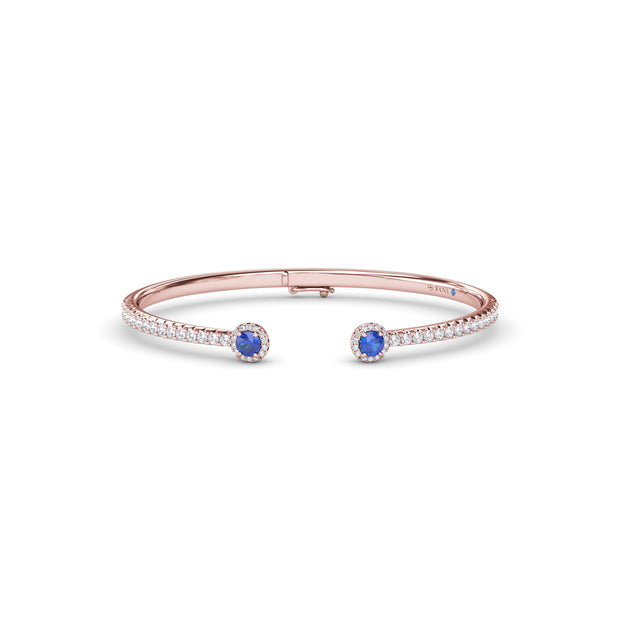 Halo Sapphire and Diamond Bangle