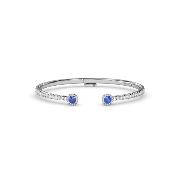 Halo Sapphire and Diamond Bangle