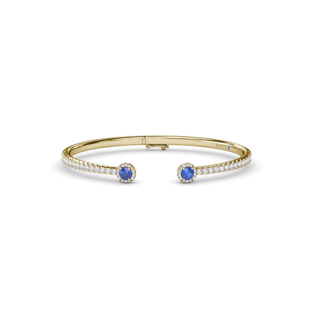 Halo Sapphire and Diamond Bangle