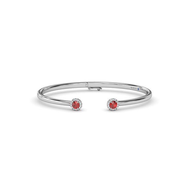 Halo Ruby and Diamond Bangle