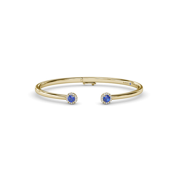 Halo Sapphire and Diamond Bangle