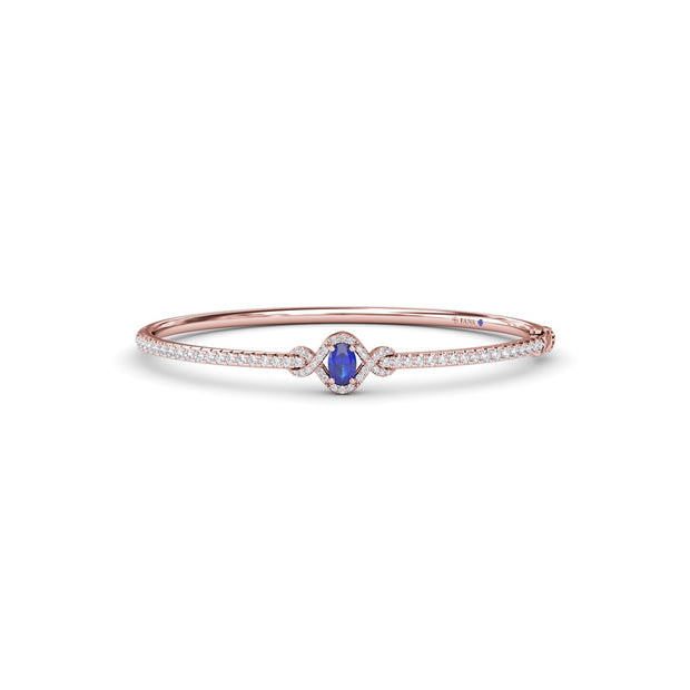 Love Knot Sapphire and Diamond Bangle Bracelet